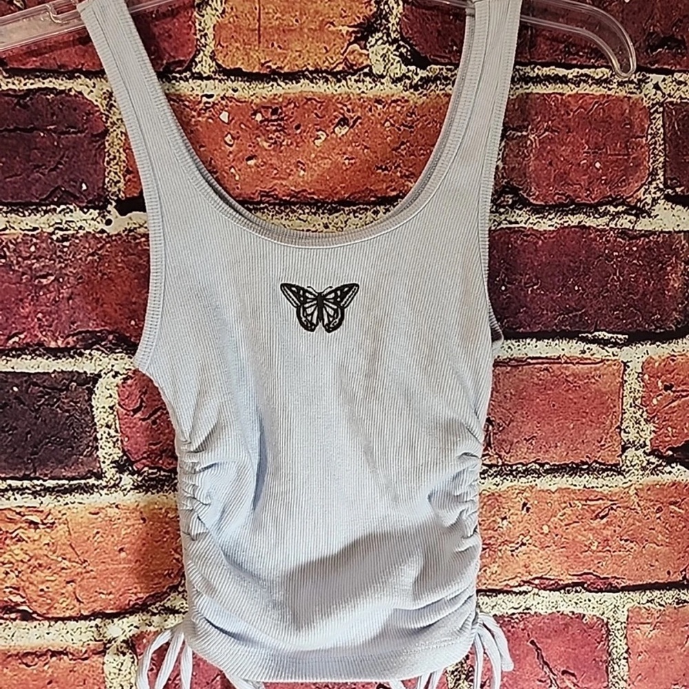 Light Blue Butterfly Tank Top